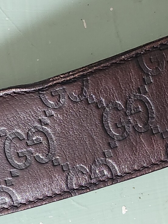 Gucci Guccissima Interlocking G Dark Brown Leather Belt Gold Tone Buckle